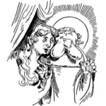 圣 Anthony 帕多瓦和迷茫的妇女的矢量绘图